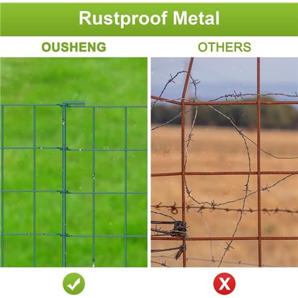 20ft Green Garden Fence for Dog Pet, Fencing Rustproof Metal Wire Panel Border - Picture 6 of 7